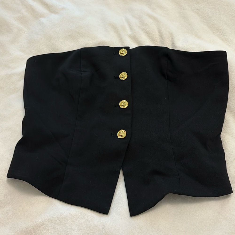H & M Brand new black crop top with gold buttons size medium